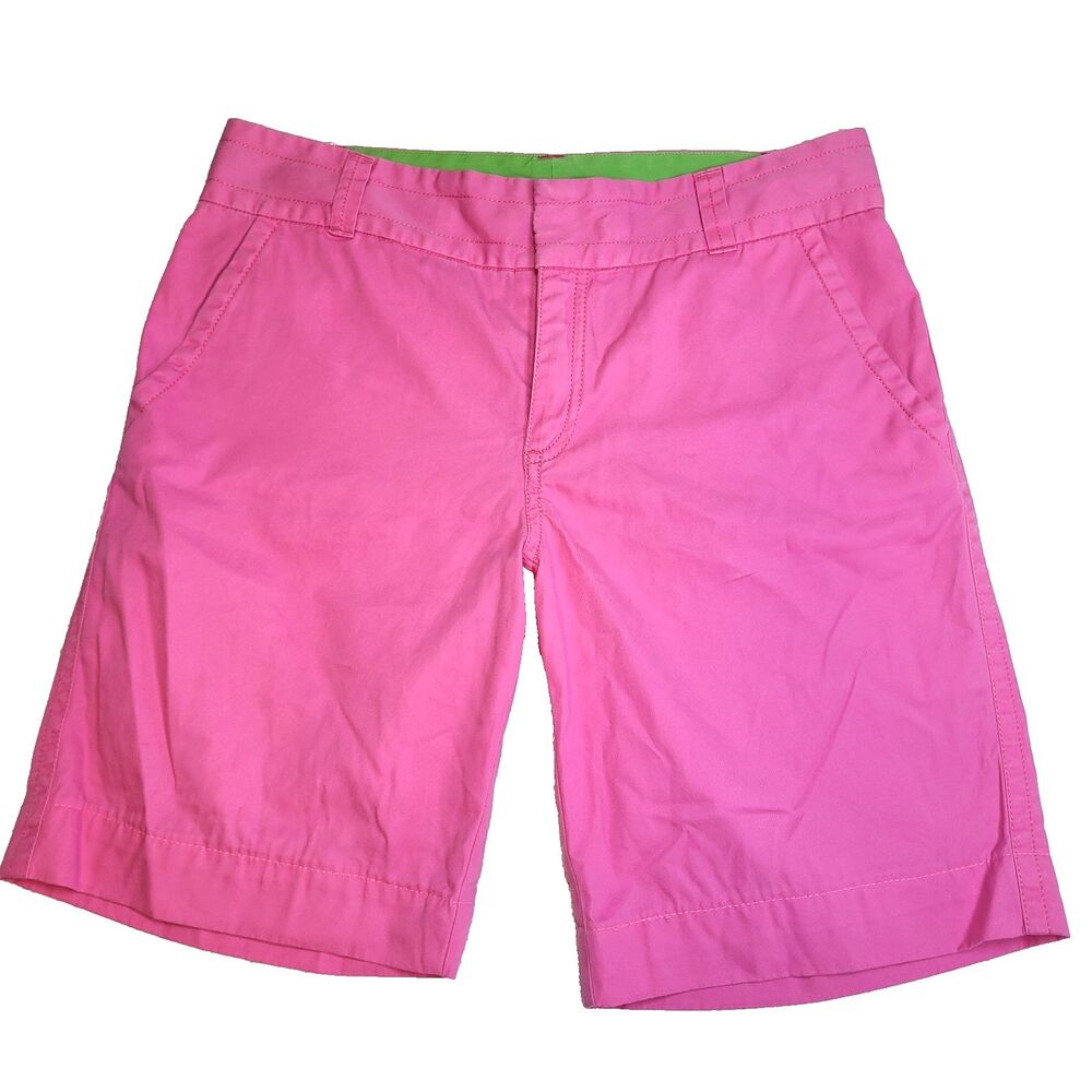 Lilly Pulitzer Bermuda Shorts Size 4 Solid Pink Preppy Beach 30" Waist 9" Inseam
